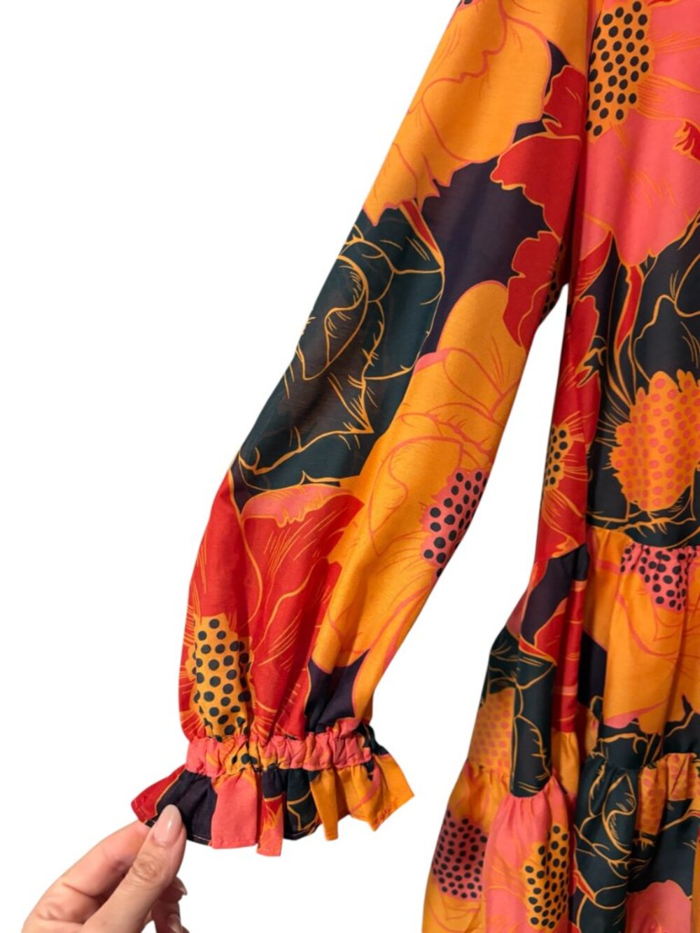 J. Marie Floral V-Neck Long Sleeve Dress - Picture 6 of 8